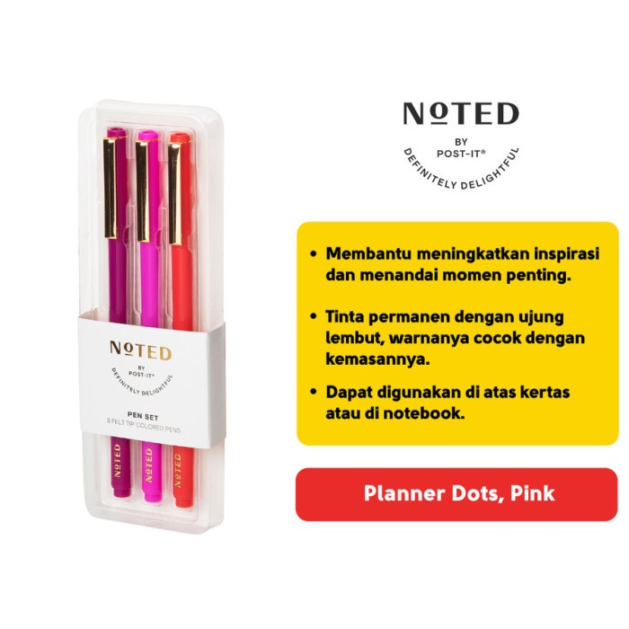 

3M Noted by Post-it Pens Pinks Pulpen Merah Muda NTD-PEN3-PK (Isi 3)