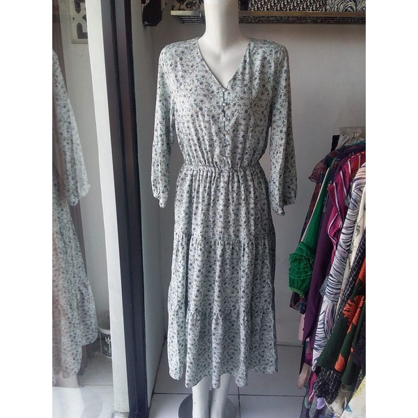 Long dress floral vintage wanita/dress màxy korean