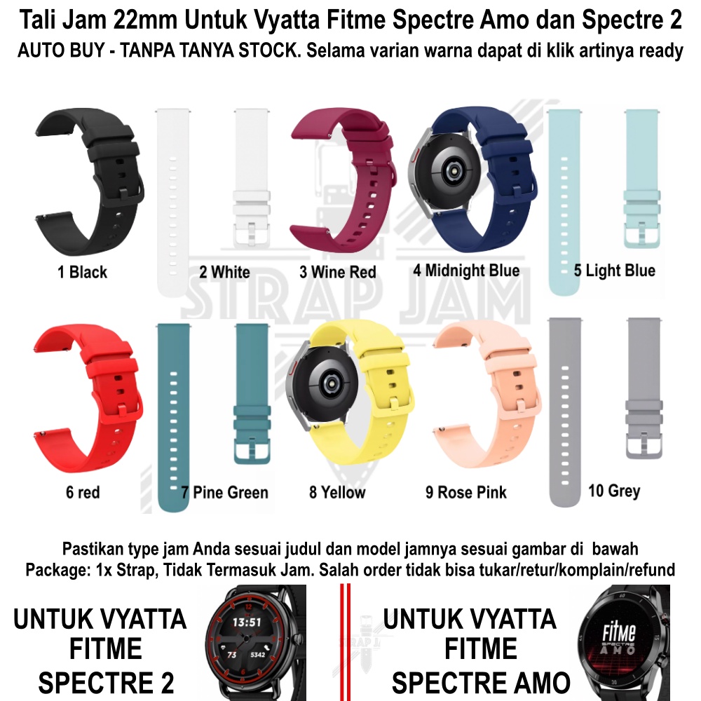 PWK Tali Jam Tangan Vyatta Fitme Spectre Amo / Spectre 2 - Strap 22mm Silikon Lentur Nyaman