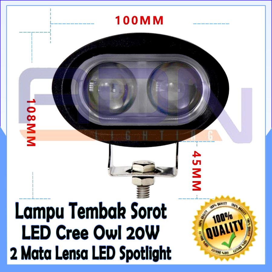 ADNin LAMPU TEMBAK SOROT LED OWL 20 WATT CREE 2 MATA WORKLIGHT