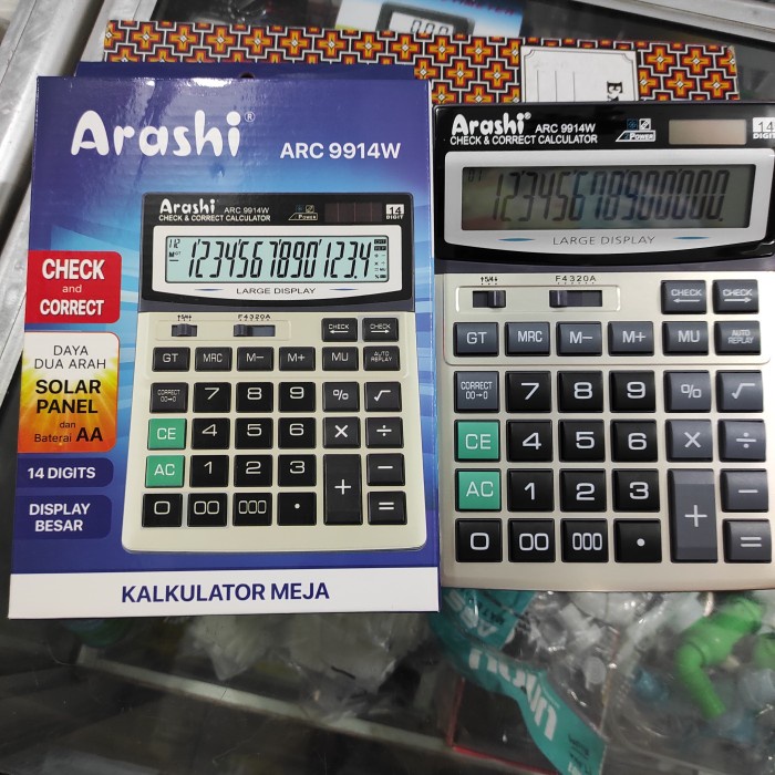 

KALKULATOR ARASHI ARC 9914W 14 DIGIT / CHECK & CORRECT / 2 POWER #ORIGINAL