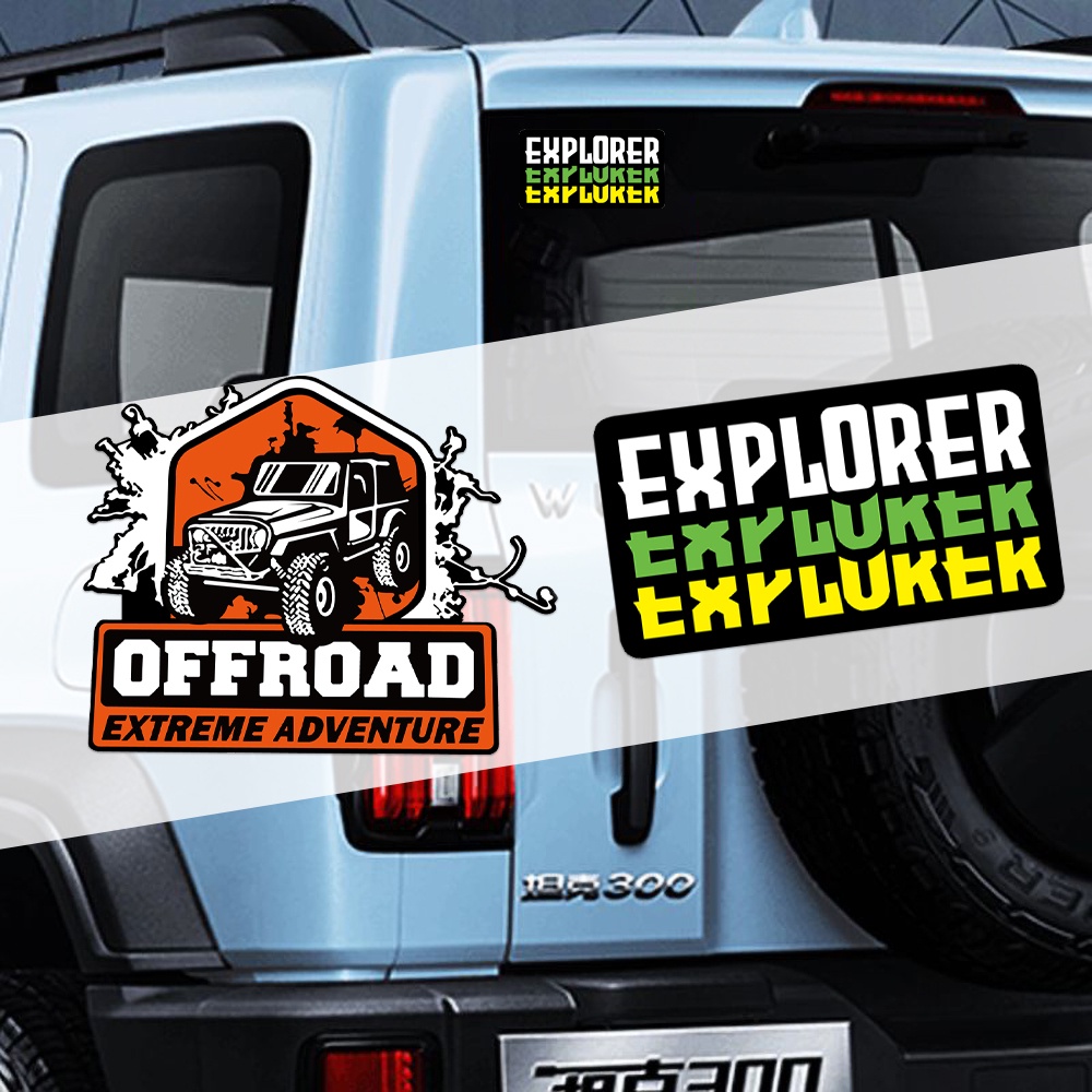 Explorer Offroad Extreme Adventure Off Road Kendaraan SUV Jendela Mobil Kaca Depan Pintu Mobil Personalisasi Stiker Reflektif Motocross Berkemah Luar Ruangan Stiker Dekoratif Tahan Air