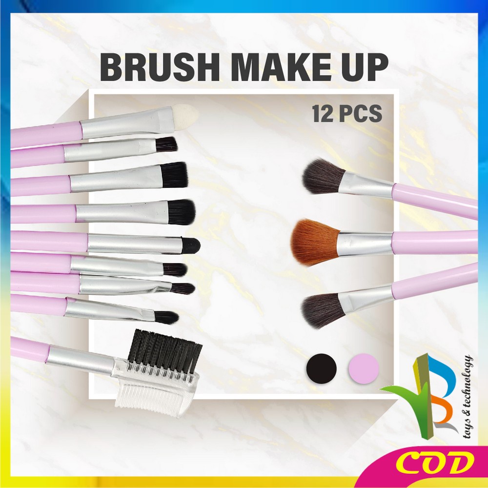 RB-K103 Brush Make Up Set Isi 12PCS Portable Kit / Kuas Make Up Lengkap Wanita / Kuas Kosmetik Foundation Blush On Makeup Tools