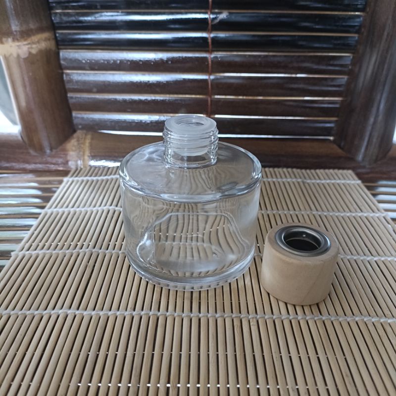 Botol reed diffuser 100ml bulat tutup kayu round lid / botol diffuser