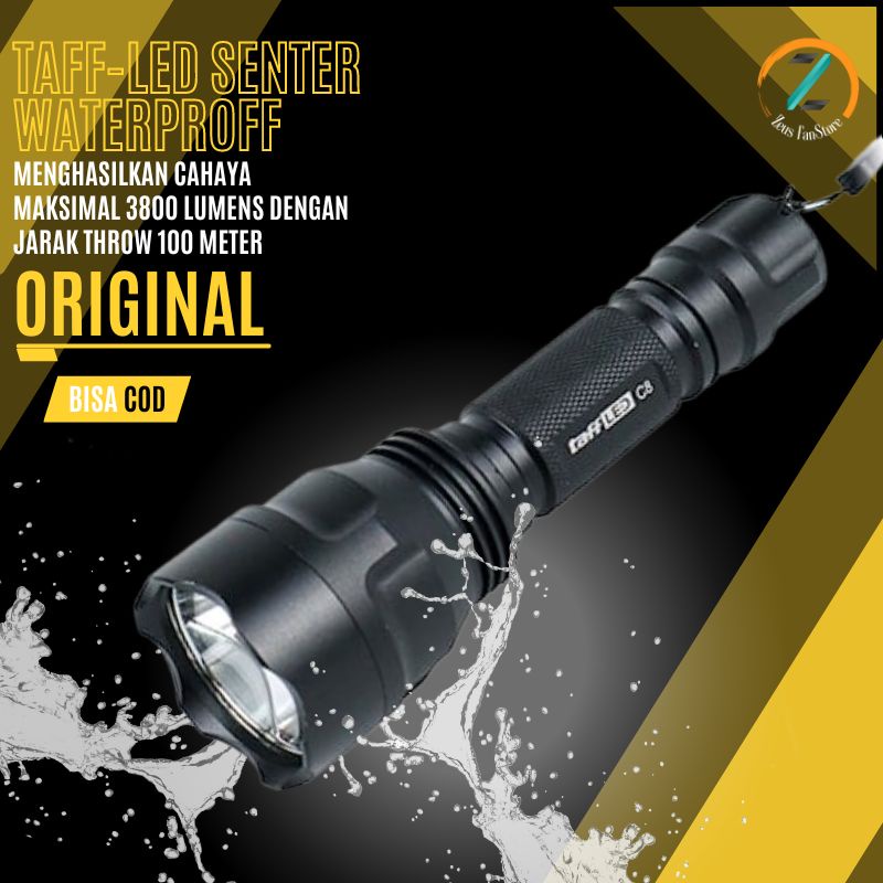 [Baru] Senter Led Mini Super Terang Jarak Jauh C8 3800 Lumens Senter Taffled C8 Flashlight