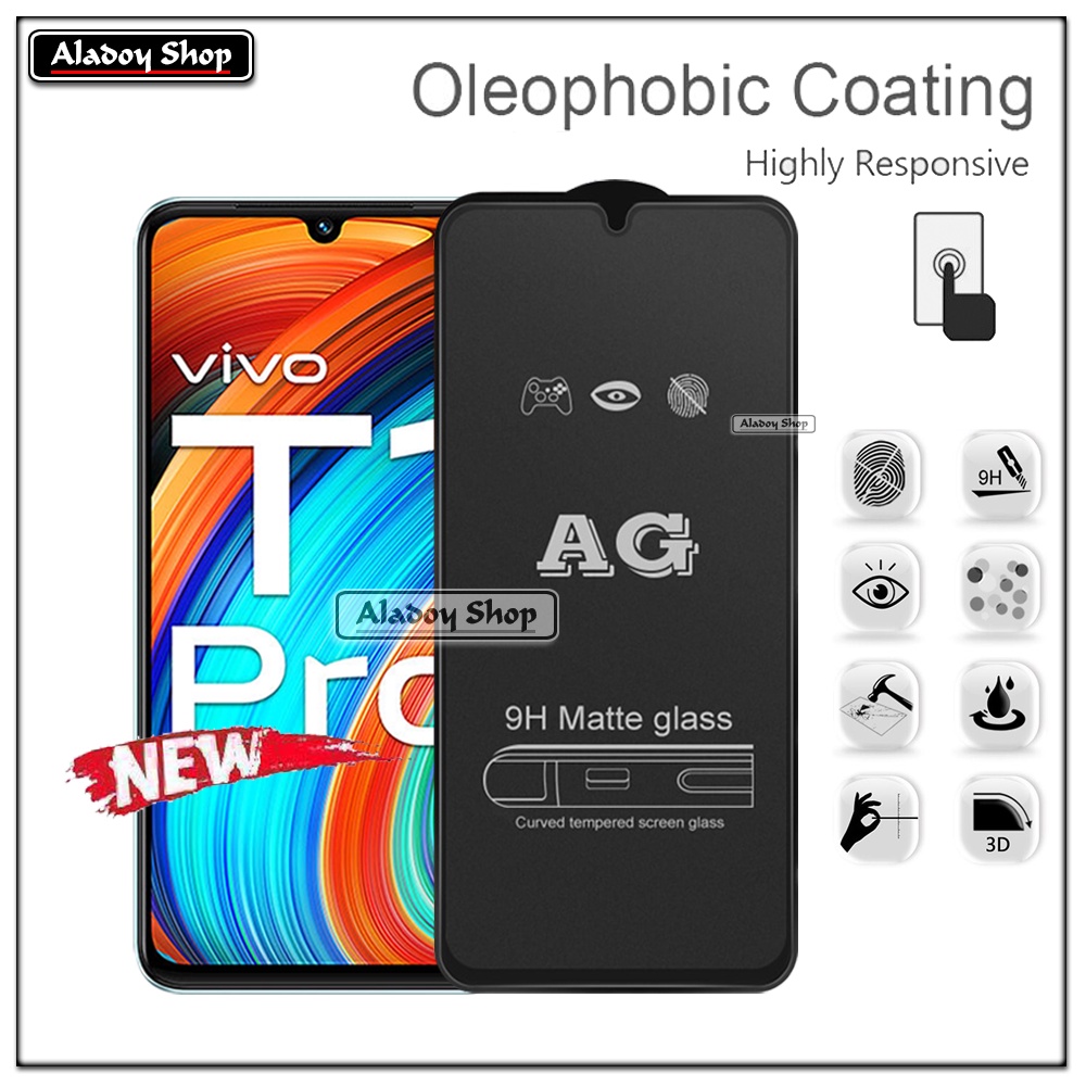 Paket 3IN1 Tempered Glass Layar Matte Anti Glare VIVO T1 PRO Free Tempered Glass Camera dan Skin Carbon