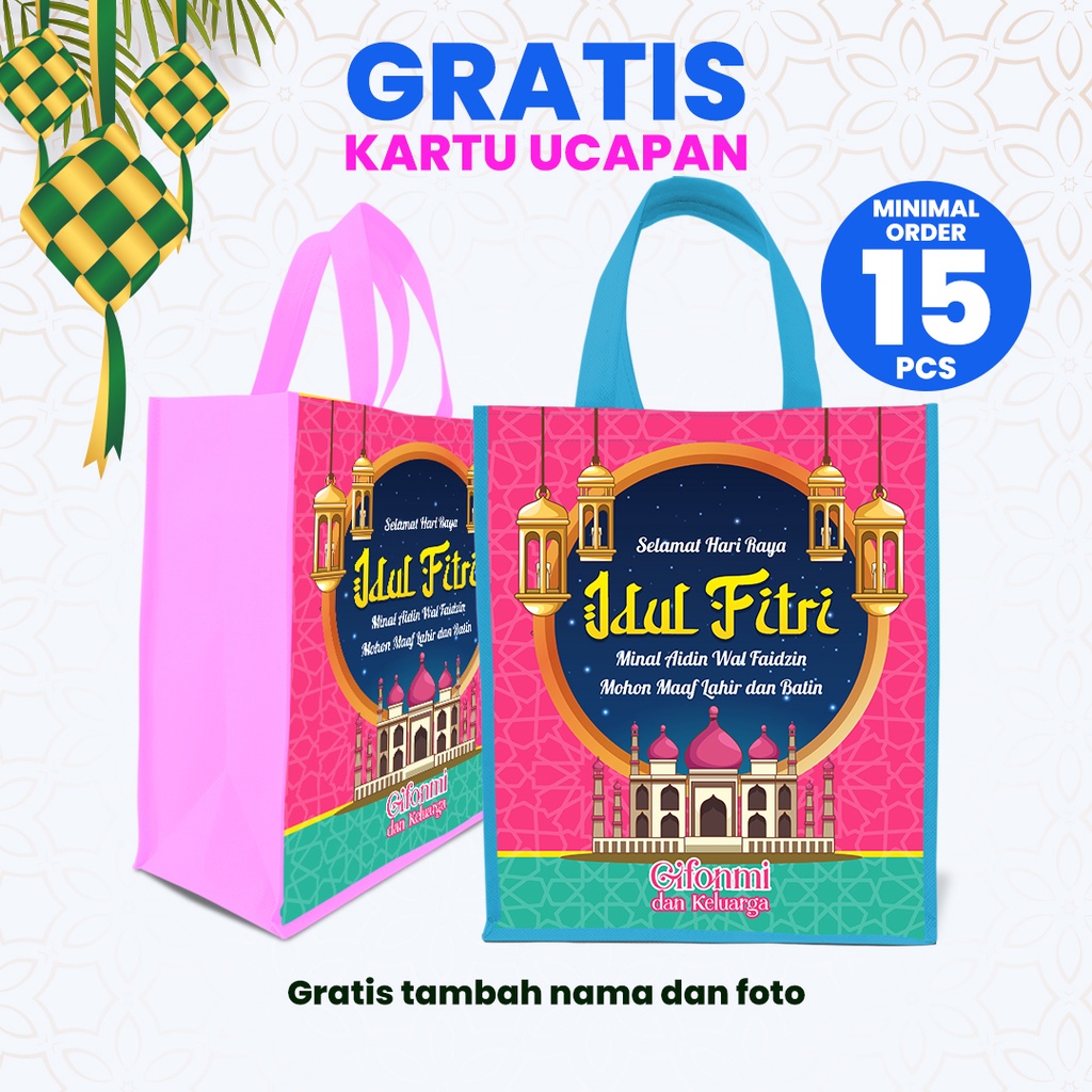 

Custom Tas Souvenir / Goodie Bag Ramadhan - Idul Fitri - Lebaran | Bisa Tambah nama dan Foto