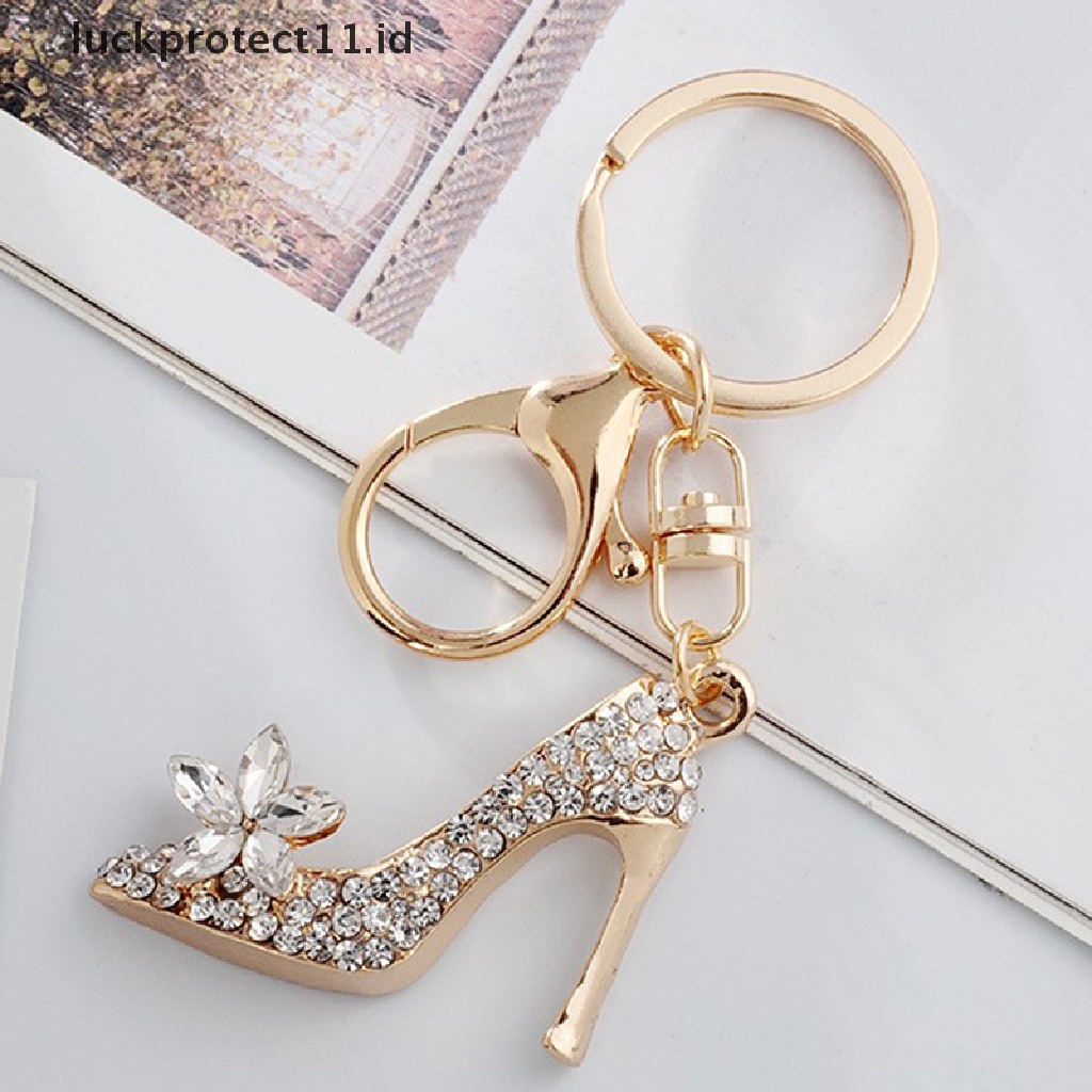 /Fashion Hot// Fashion// Gantungan Kunci Sepatu Tumit Tinggi Dompet Kristal Gantungan Kunci Mobil Tas Hias Alloy Keyring.