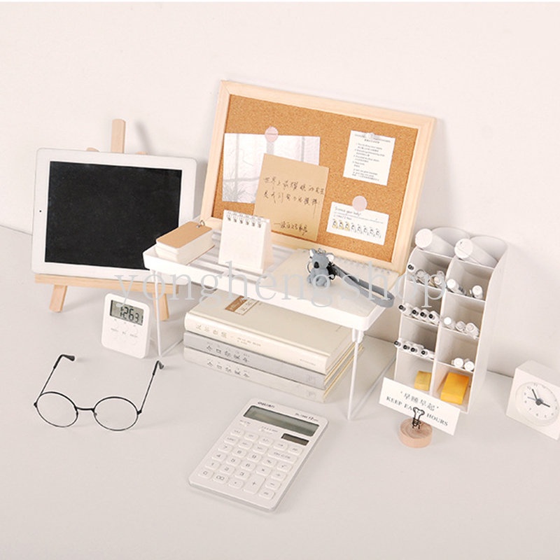 Gaya Sederhana Rak Penyimpanan Lipat Meja Belajar Alat Tulis Rak Puing Foldable Office Desktop Storage Rak Hemat Ruang Dapur