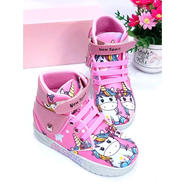 Boots Anak Sepatu Anak Perempuan Karakter Uniqorn Pink