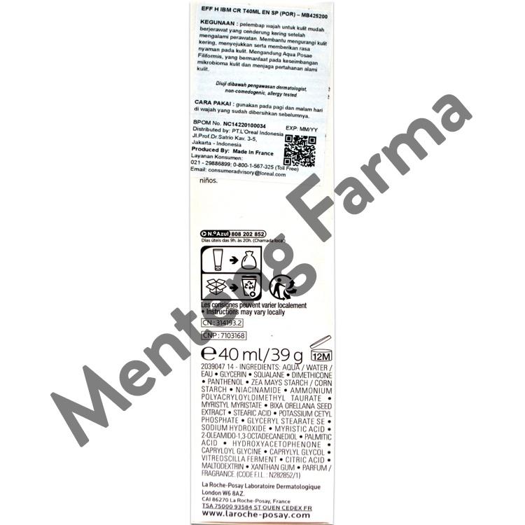 La Roche Posay Effaclar H Iso-Biome 40 mL - Pelembab Kulit Kering