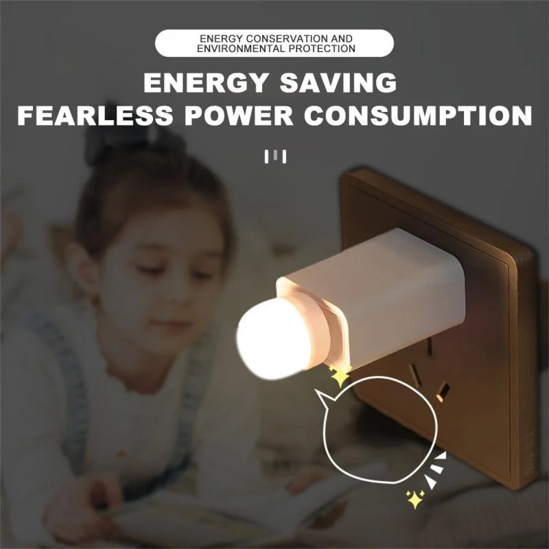 [Harga Grosir] Lampu Colokan USB Kamar Lampu Malam Hias Baca Pelindung Mata Lampu Portable Hemat Energi Lampu Persegi Kecil