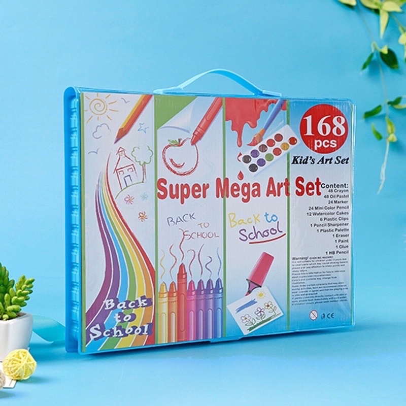 ART SET 168 PENSIL WARNA Crayon set 168pcs - Crayon Mewarnai -168 Warna - Pensil Krayon (Alat Menggambar atau Mewarnai) Hadiah anak-anak Promo Sen