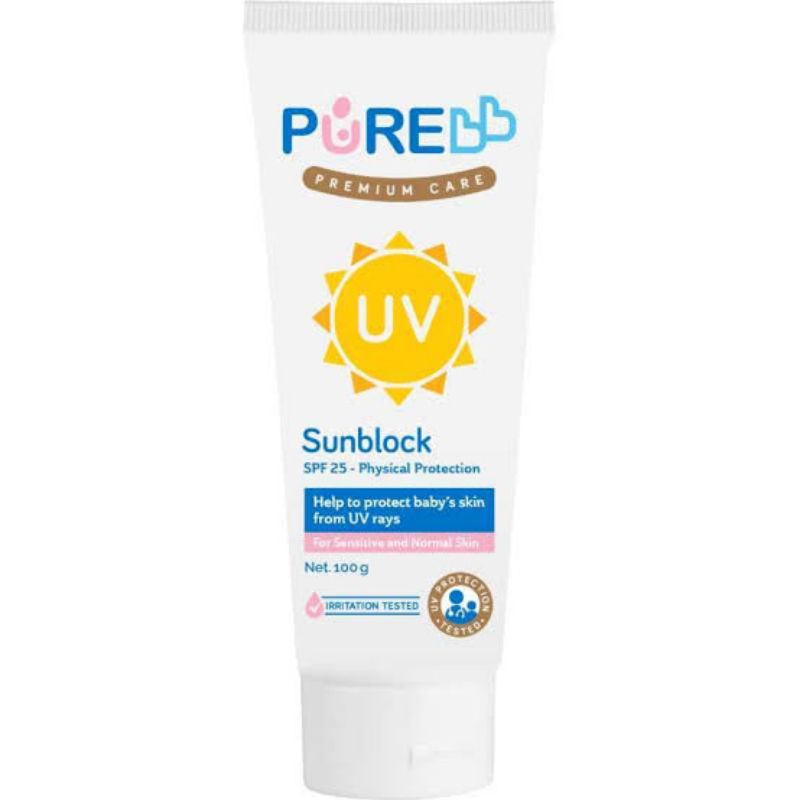 Pure Baby Sunblock 100gr - PureBB Kream Pelindung Matahari Bayi - PureBaby Krim Sun Block Bayi