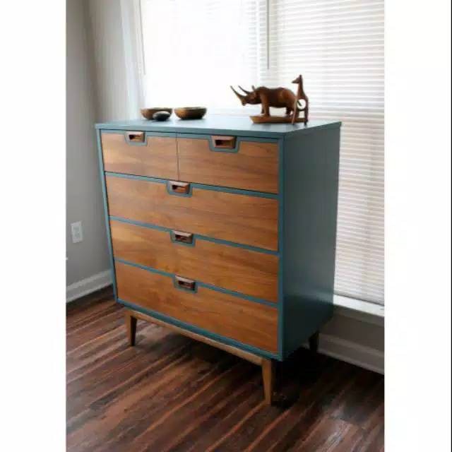 Nakas Drawer Laci Minimalis Kayu Jati Kombinasi Cat Duco