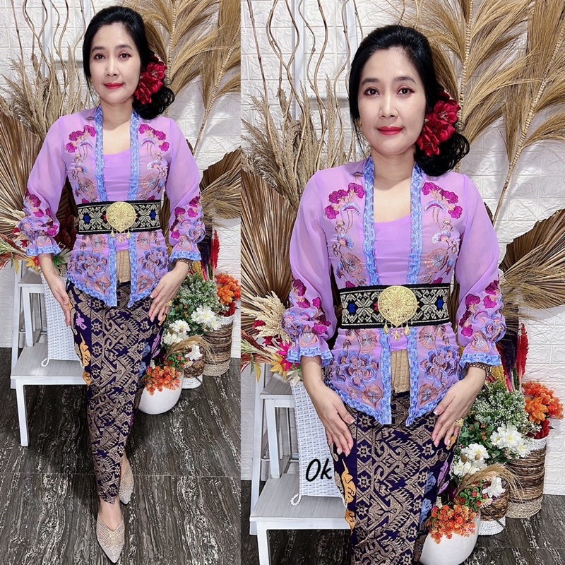 kebaya jadi bordir motif daun waru