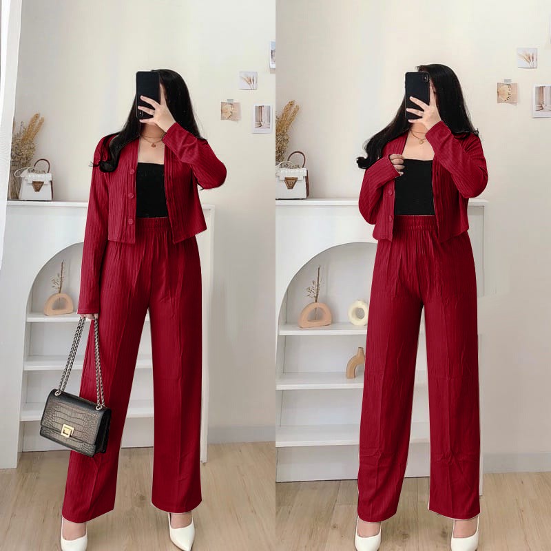 O2 Fashion / Set casey 2in1 / bisa cod stelan bahan knit halus dan adem model terbaru