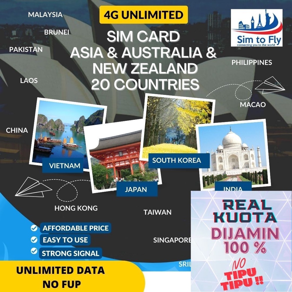 Sim Card Asia Australia dan New Zealand 20 Negara ( Simcard Asia )