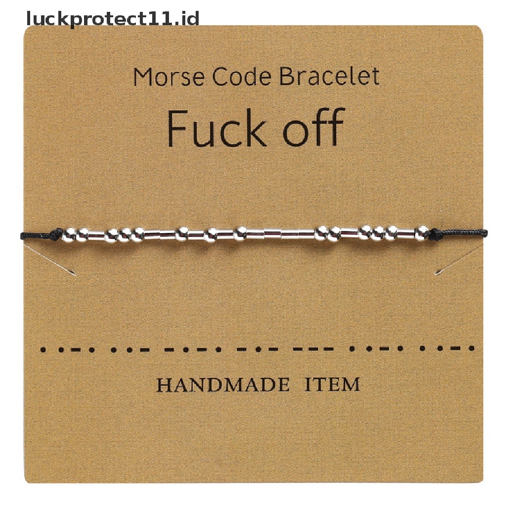 /Fashion Hot// Fashion// Handmade Morse Code Beads Adjustable Gelang Tali Hitam Dengan Kardus Tulisan I Love You Kreatif Pesona Perhiasan Untuk Kekasih.