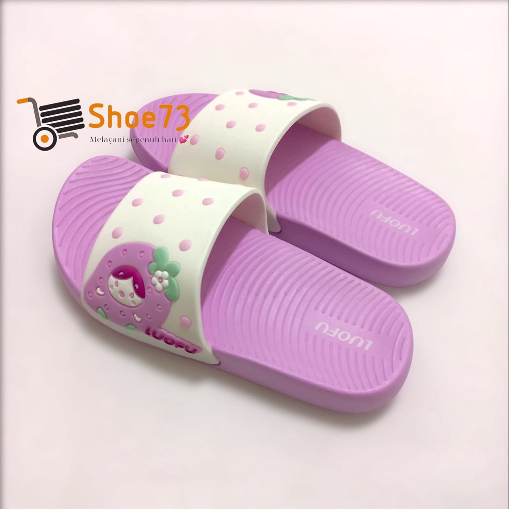 LUOFU E 7181 - B36. SIZE 24-35 ORIGINAL l Sandal Selop jelly anak perempuan l Sendal kokop anak cewek impor