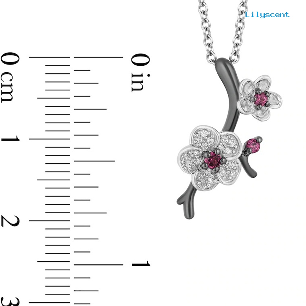 [LS] Berlian Imitasi Plum Blossom Bunga Wanita Kalung Telinga Stud Anting Cincin Jari