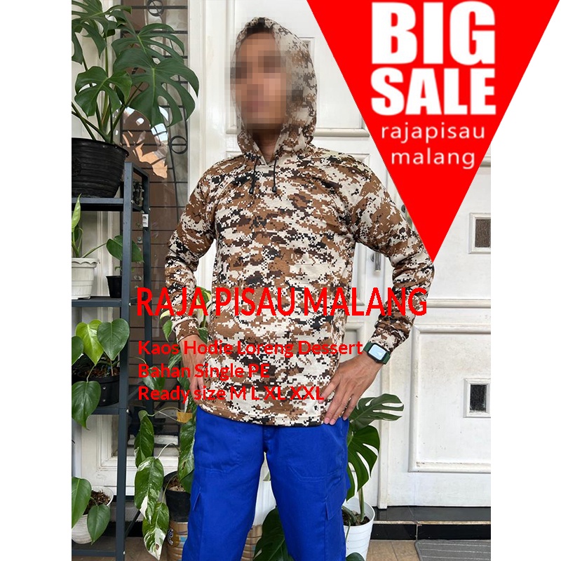 Kaos panjang hoodie loreng digital gurun/desert Bahan PE