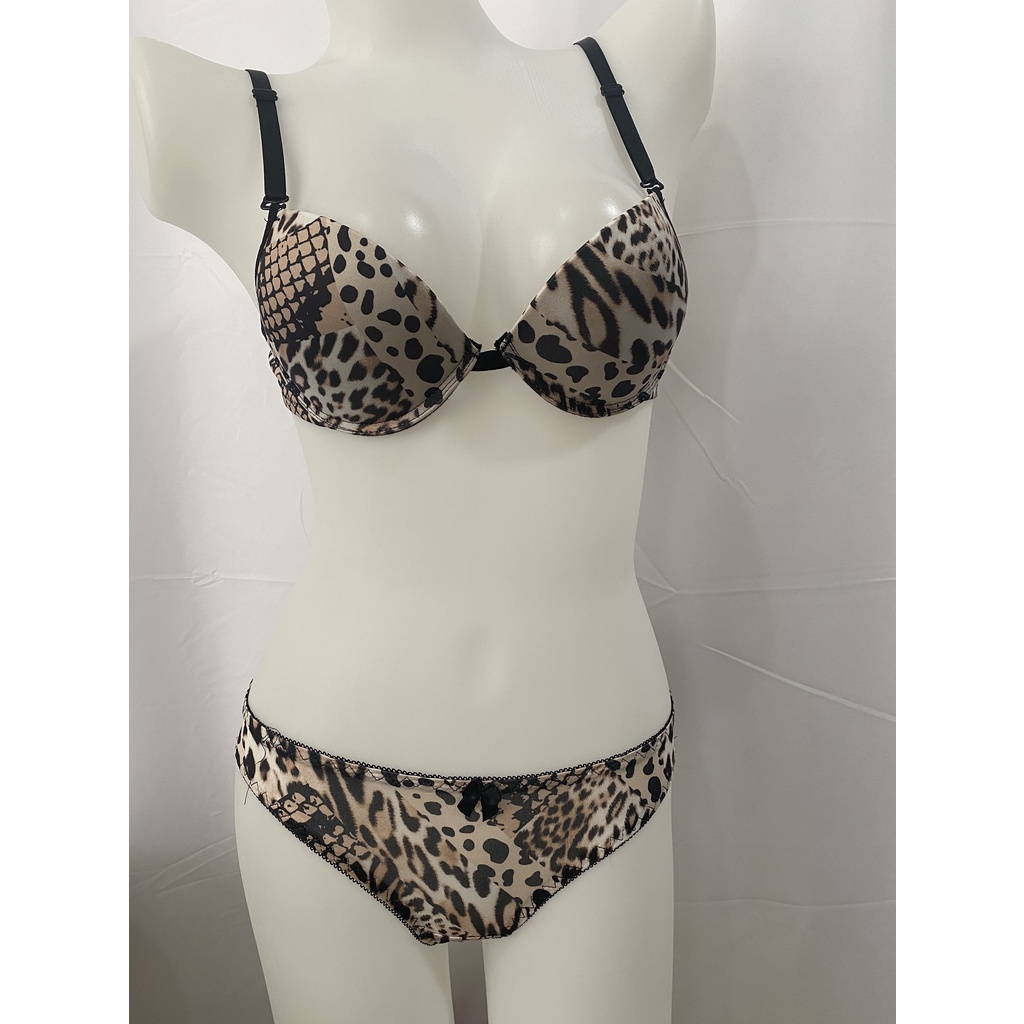 Set Bra + Celana Dalam Wanita Sexy Motif Leopard print Gather
