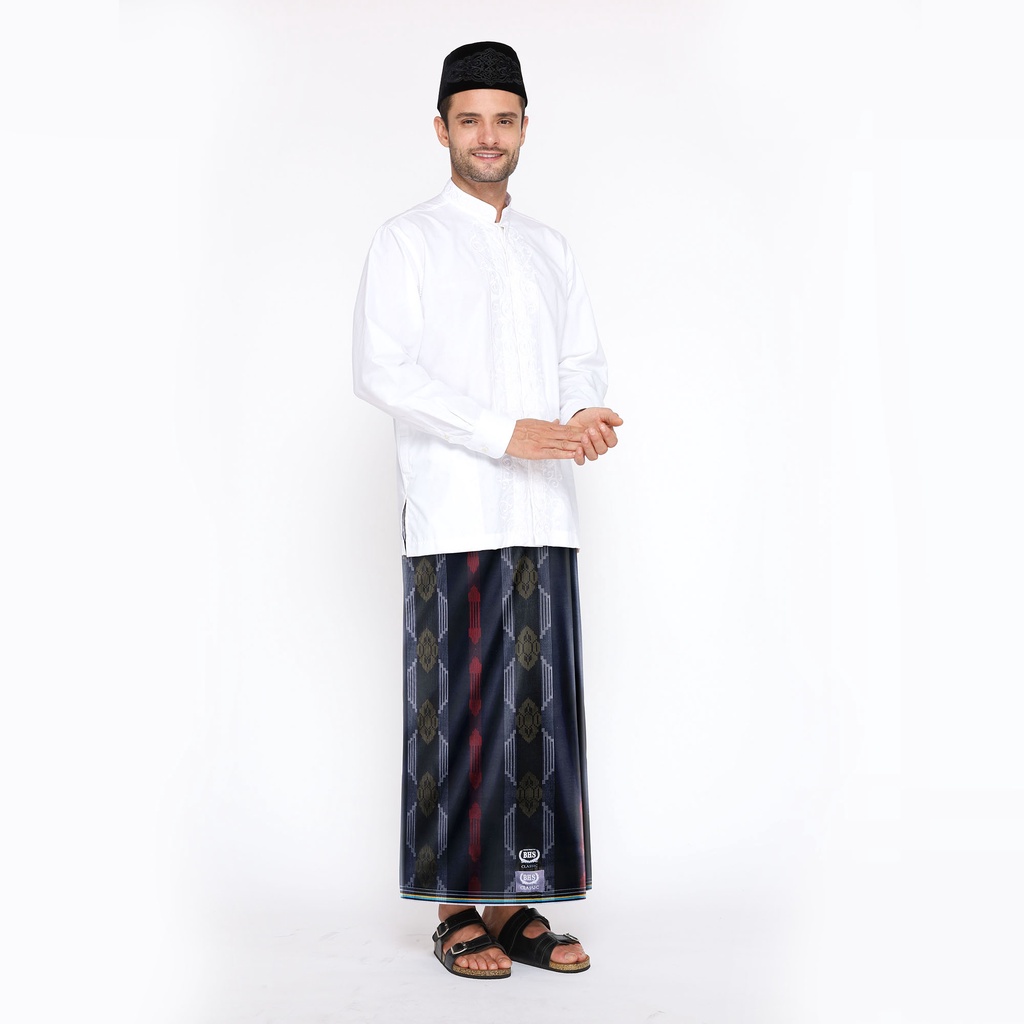 Sarung BHS Classic Silver Motif Kawung Lampion Hitam Kuning 02