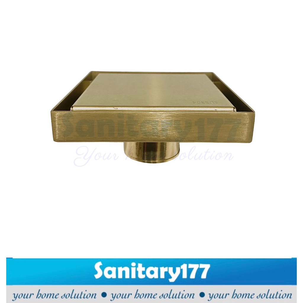 Floor Drain Stainless 304 GOLD 10g-tile drainer 10x10 cm Saringan Air Got smart tile drain insert hidden pembuangan air emas gold matte anti kecoa tikus brass 4inch 3 inch 2inch