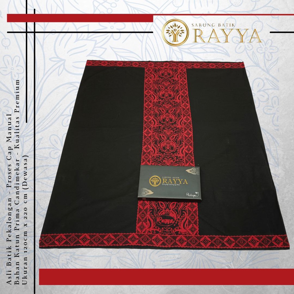 sarung batik polos Hitam Merah batik VELDANAVA pekalongan