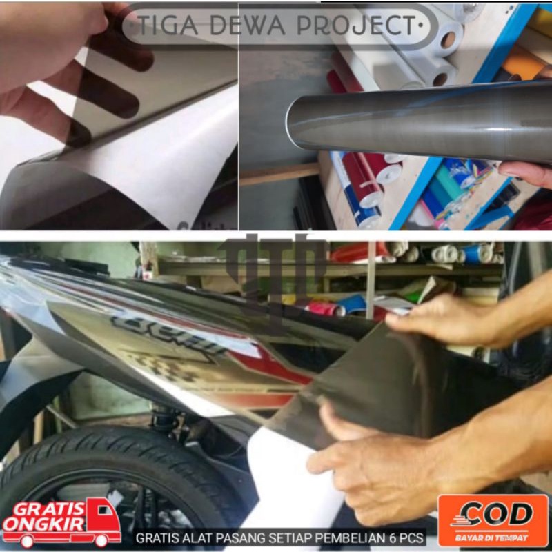 sticker skotlet motor/mobil warna HITAM TRANSPARAN kualitas premium