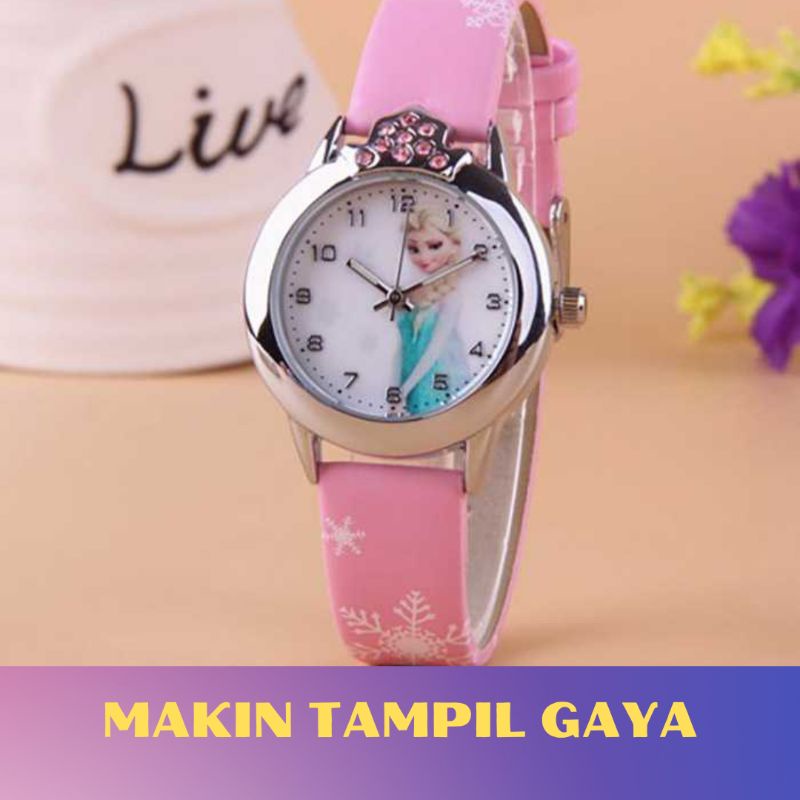 Jam Tangan Anak Cewek Perempuan Cantik Keren Princess Elsa Anna Frozen Termurah Bisa COD