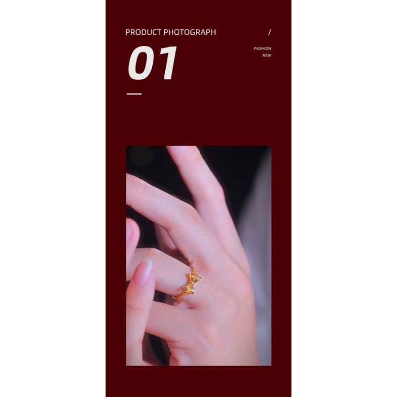 Goldkingdom Perhiasan Fashion Emas Asli Kadar 375 Bangkok Aksesoris Ready Stock Segar Dan Manis Busur Cincin Perempuan Lucu Kupu-Kupu Adjustable