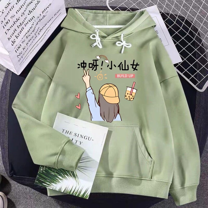 Sweater Hoodie Anak Perempuan BUILD UP BOBBA | Jaket Anak Cewek  Lucu (SABLON DTF)