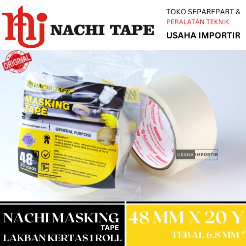 

Promo Selotip Lakban Kertas Nachi Masking tape 48 MM X 20 Yard Nachi Masking Tape 2inch ( 48mm x 20Y) Original 1 Roll / Lakban Kertas nachi @Usahaimportir