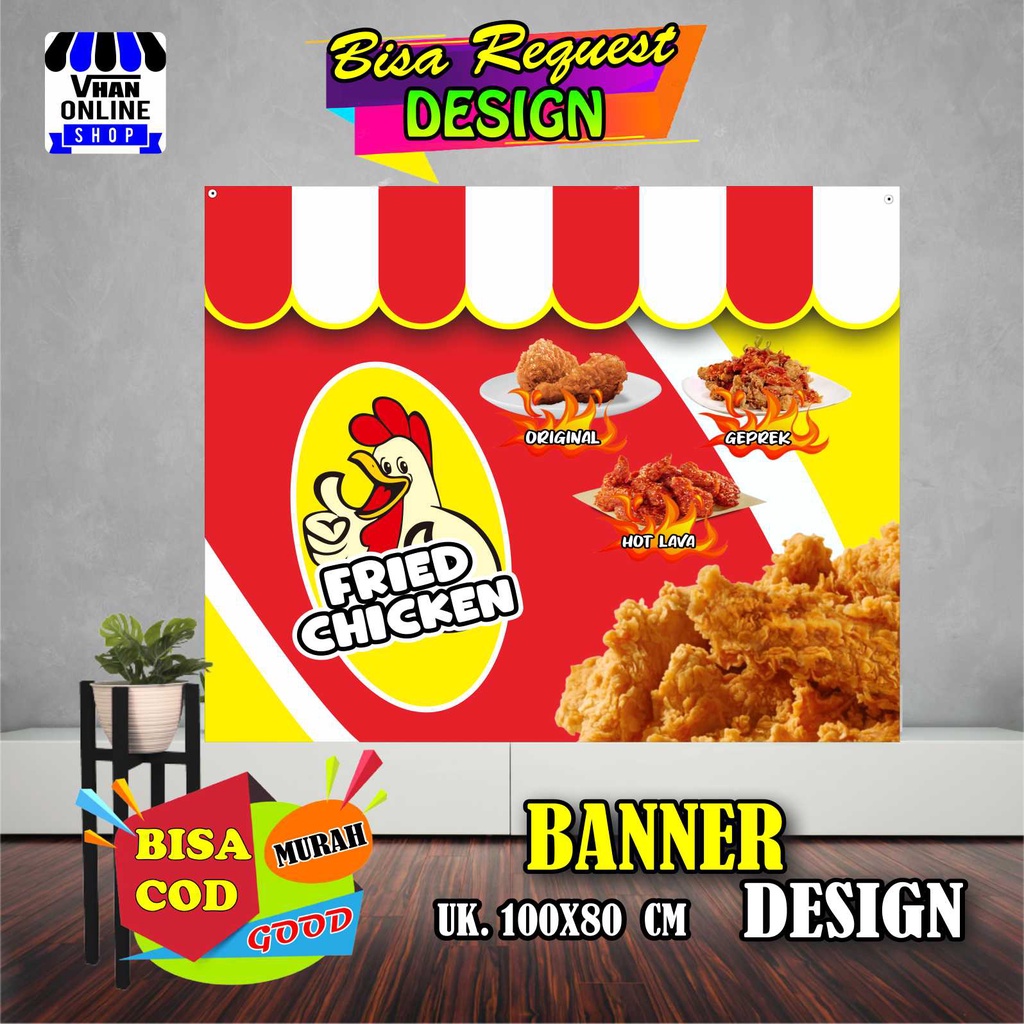 Jual Spanduk Banner Jualan Fried Chicken Ayam Geprek Hot Lava Keren Murah Shopee Indonesia