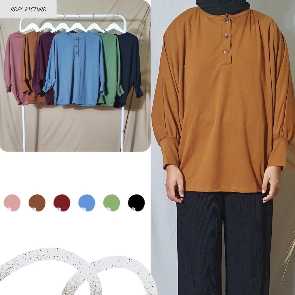 Dailythings Blouse JUMBO Buttons Shela Ukuran Fit L sampai XXL Ld 160cm Pb 65cm