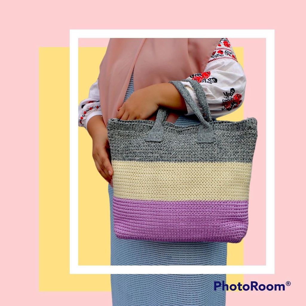 Tas wanita Tas rajut bahu wanita millenial murah besar aneka warna dobel tali Tas rajut wanita Tas r
