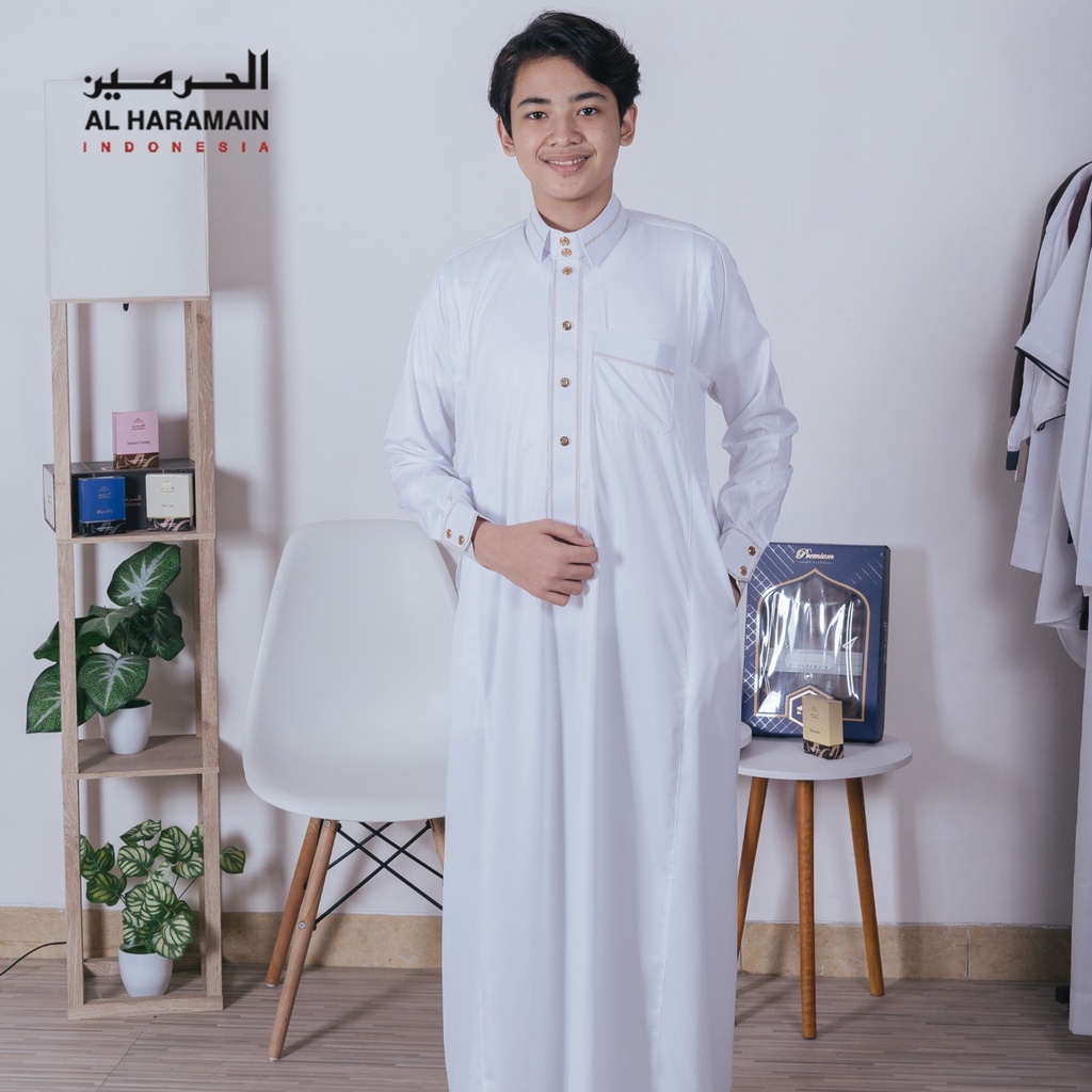 Al Haramain Jubah / Gamis Pria Remaja Bordir Premium Manset (26)