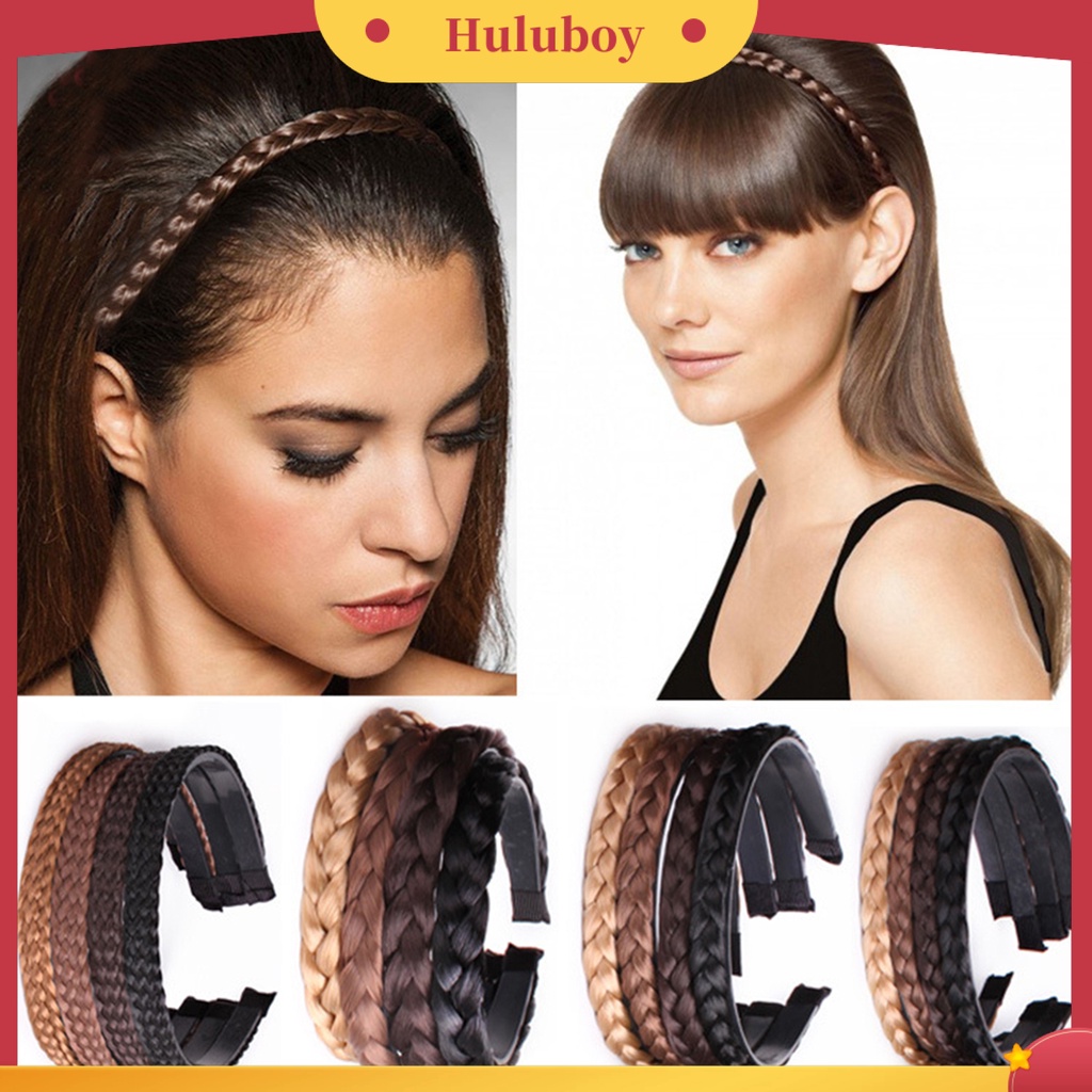 Bando Rambut Sintetis Model Kepang Ukuran 1 / 1.5 / 1.8cm Untuk Wanita