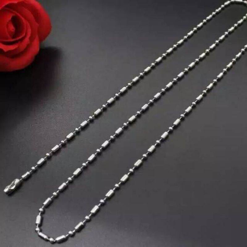 Kalung Rantai MCI (ORIGINAL) / Kalung Titanium Biji Bambu 65cm