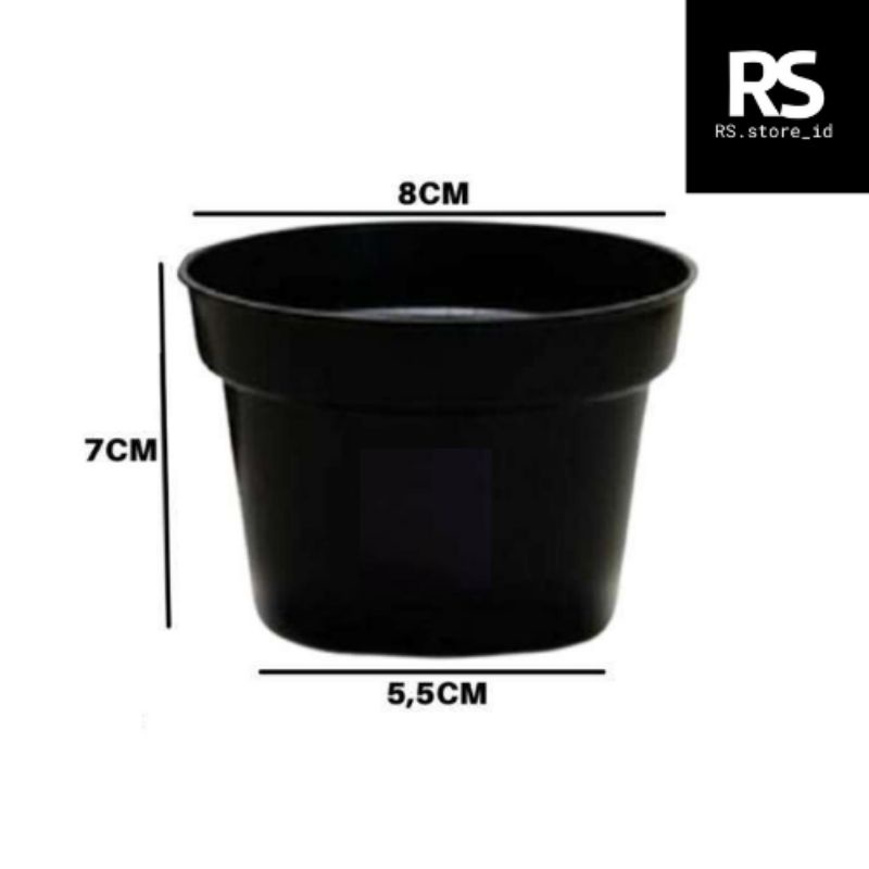 pot hitam murah 8cm - pot 8 cm hitam bulat / pot bunga 8 cm plastik /Pot mini hitam murah pot kaktus