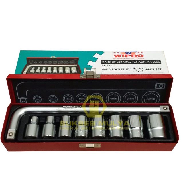 WIPRO RS-16810 Kunci Sok 10 Pcs Kunci Shock Set Socket Wrench Set