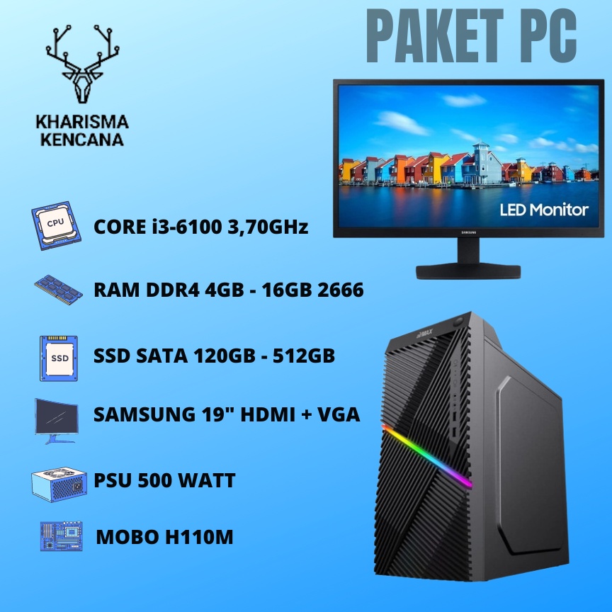 Jual Paket Pc Rakitan Core I Gb Ssd Samsung Led Hdmi Psu W Shopee Indonesia