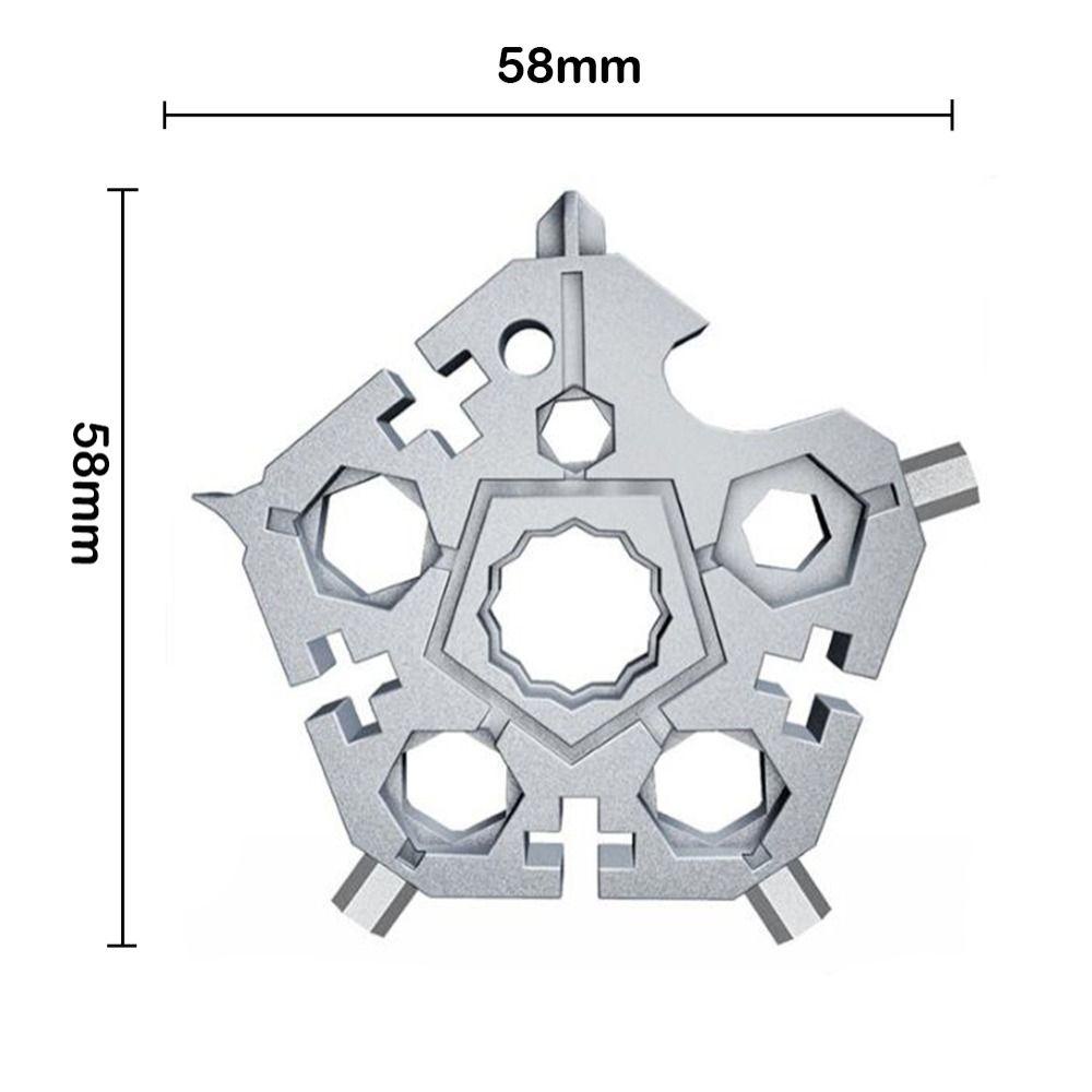 Lanfy Snowflake Spanner Mini Multi-Fungsi Gantungan Kunci Outdoor Alat Survive Lima Titik Camp Salju Spinner Spanner