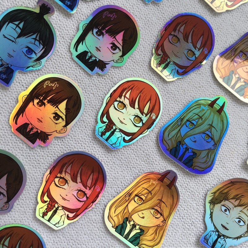 

Stiker lucu Anime ChainsawMan chibi bahan hologram