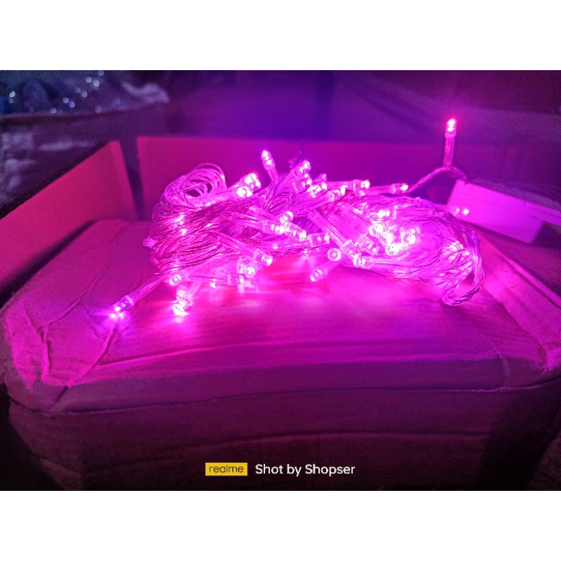 lampu natal warna pink ungu 100 led 10 meter