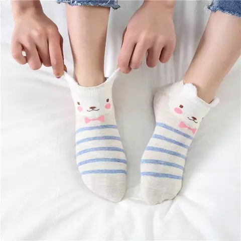 Kaos kaki Fashion wanita dewasa kaus kaki korea pendek motif kuping