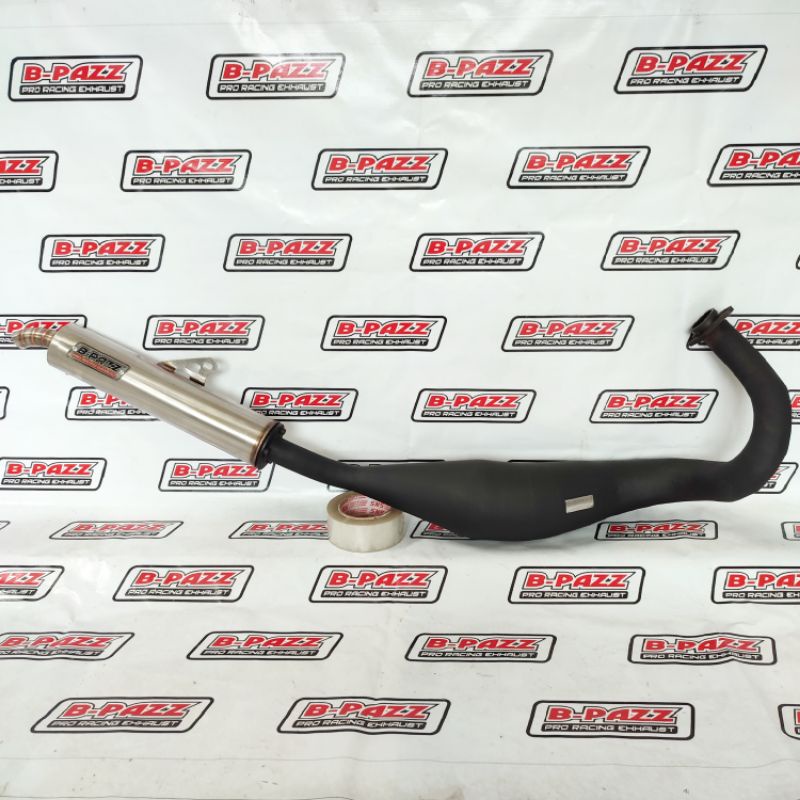 Knalpot B-PAZZ Ninja SS / R / RR Standar Racing Perut Galvanis Hitam Silencer Stainless
