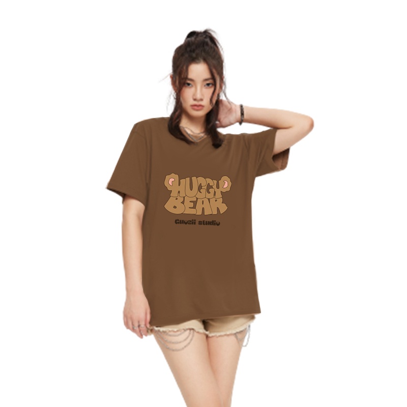 Atasan Wanita Lengan Pendek Alphabet Graffiti Graphic Print T-shirt Oversize Kekinian Kaos Basic